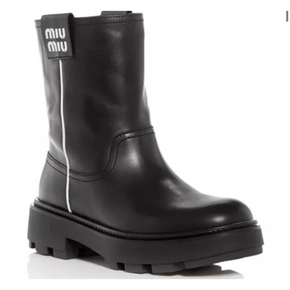MIU MIU‎ Leather Ankle Biker Boots 37 NEW